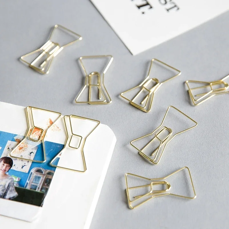 5Pcs/set Lovely Gold Bowknots Paper Clips for Notebook Inner Pages