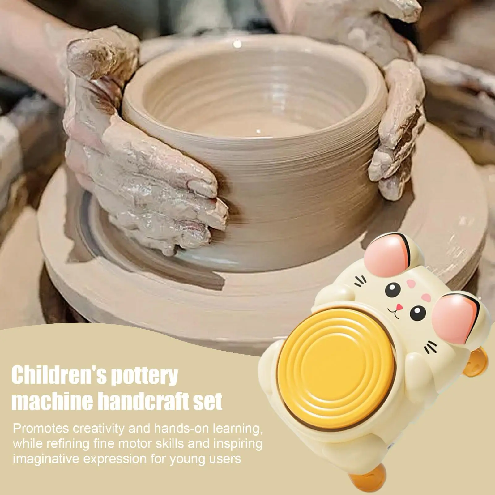 Ruota in ceramica per bambini a casa Set di ceramica Strumenti educativi per scolpire l'argilla per principianti Studenti Ragazze Ragazzi Aula Scuola