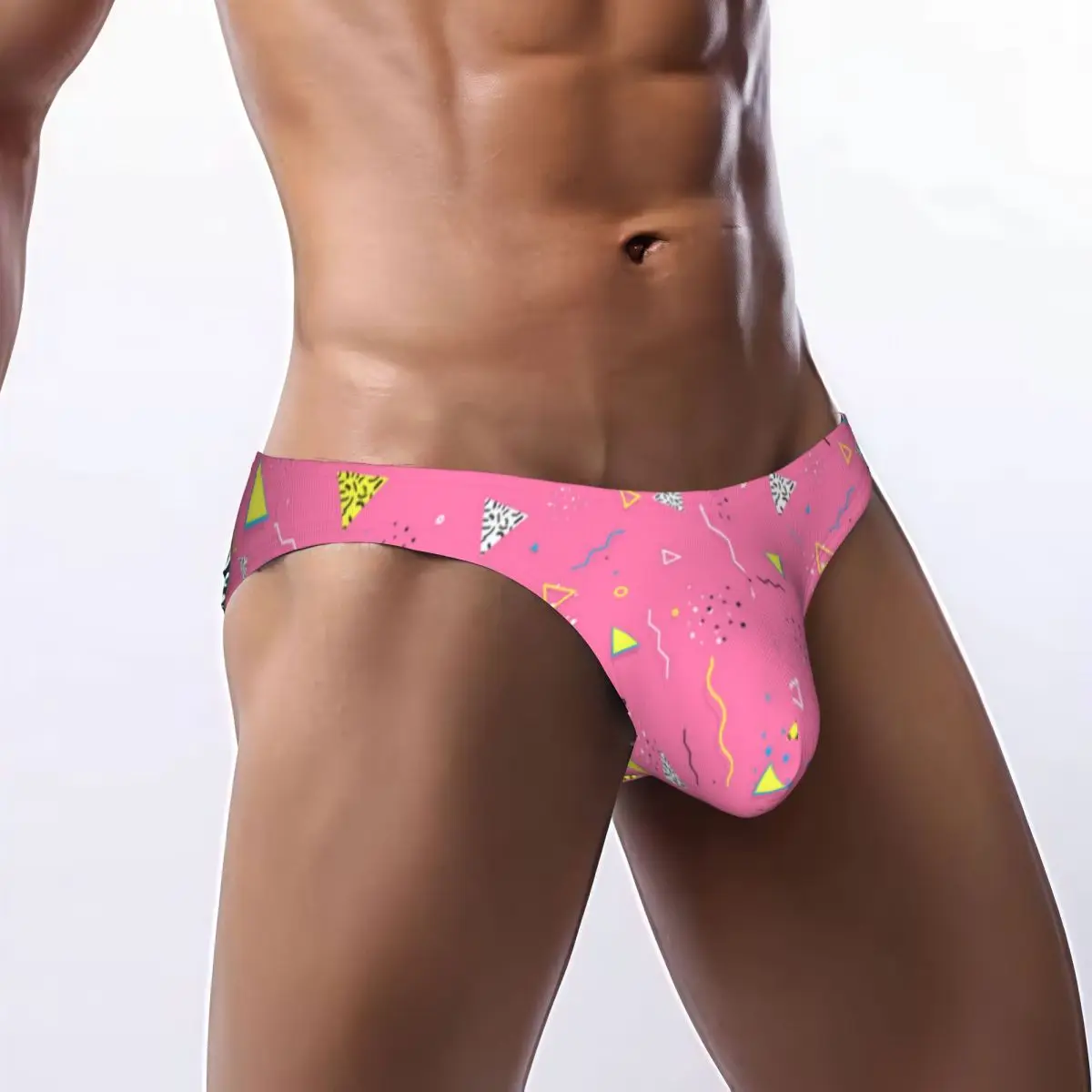 Men's Sexy Briefs Breathable Bikini Abstract Geometric Line Shapes Pattern Men Underpants Low Cut Man Underwear Panties