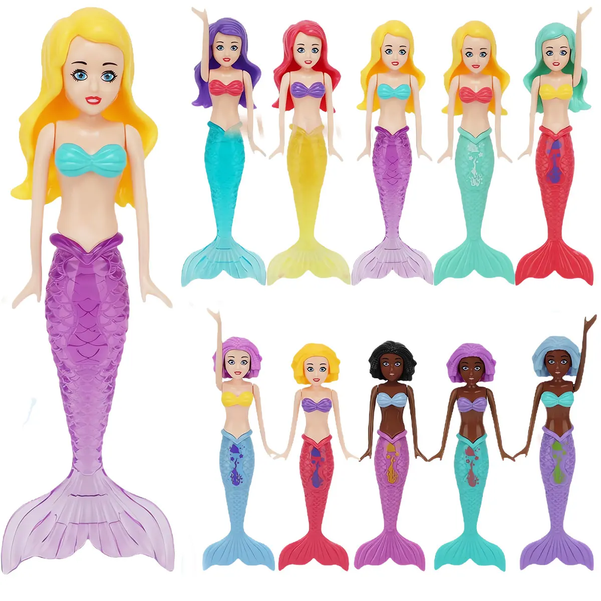

4/3 PCS 1 bag Mermaid Water Play Toys Different Style for Swimming Children Game in Sun Pool/Beach/Bath Time Gift Color Random