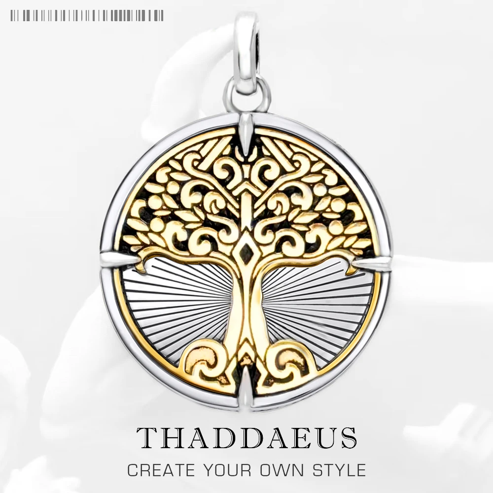 

Женский и мужской кулон «Золотистое дерево», ювелирное изделие в европейском стиле, винтажный подарок из стерлингового серебра 925 пробы