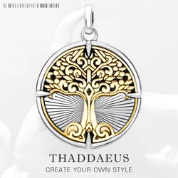 Pendant Golden Tree Brand New Fine Jewelry Europe Style Accessories Vintage 925 Sterling Silver Gift For Woman Men