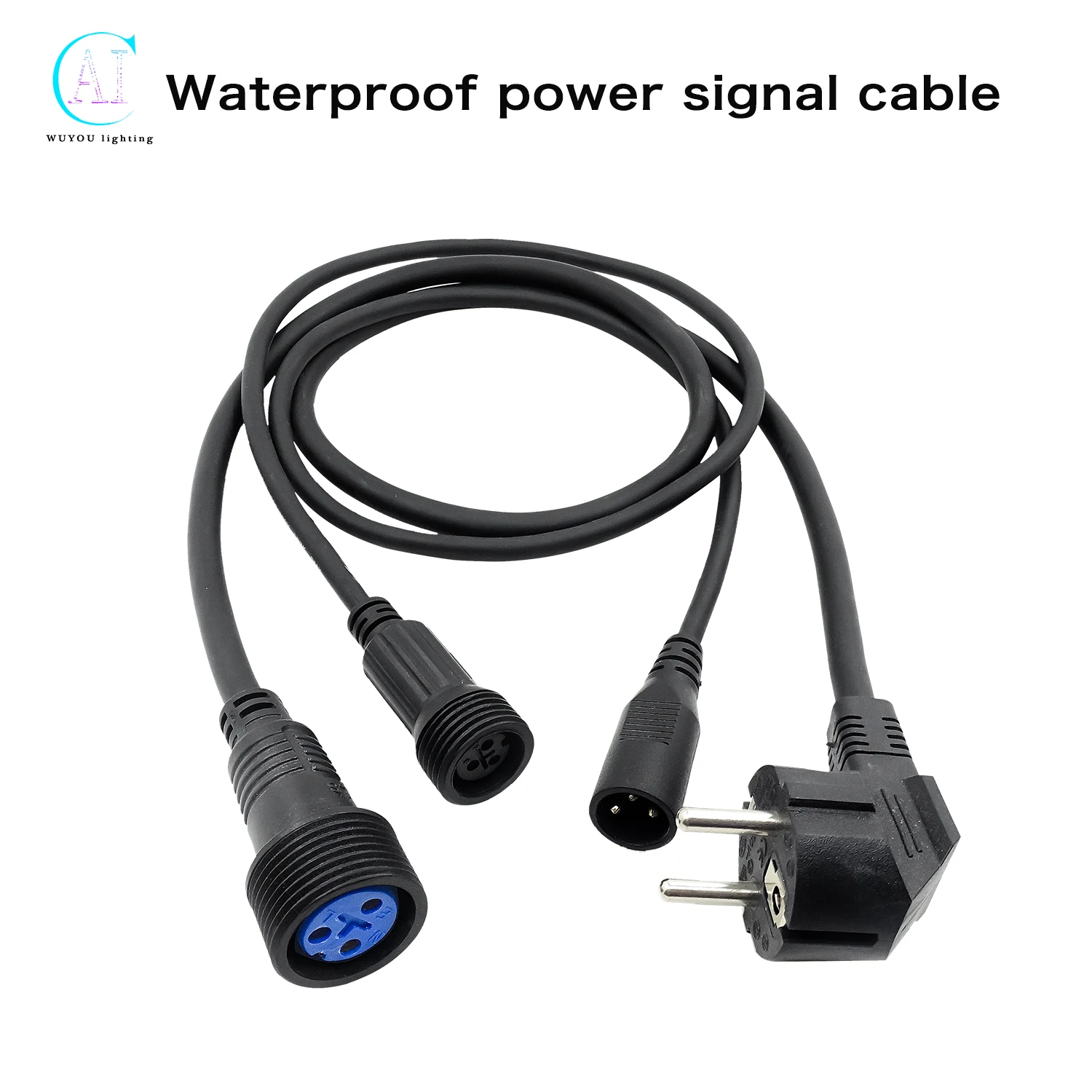 IP65 Waterproof 1m Power Cable + Signal Cable 3-Pin DMX Signal Cable Power Switch Adapter Cable for Outdoor Stage Lights