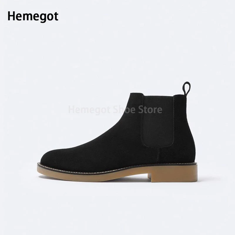 Vintage Black Suede Booties Casual Chelsea Ankle Boots Fall New Leather Men\'s Shoes Fall/winter Classic Brown Ankle Boots