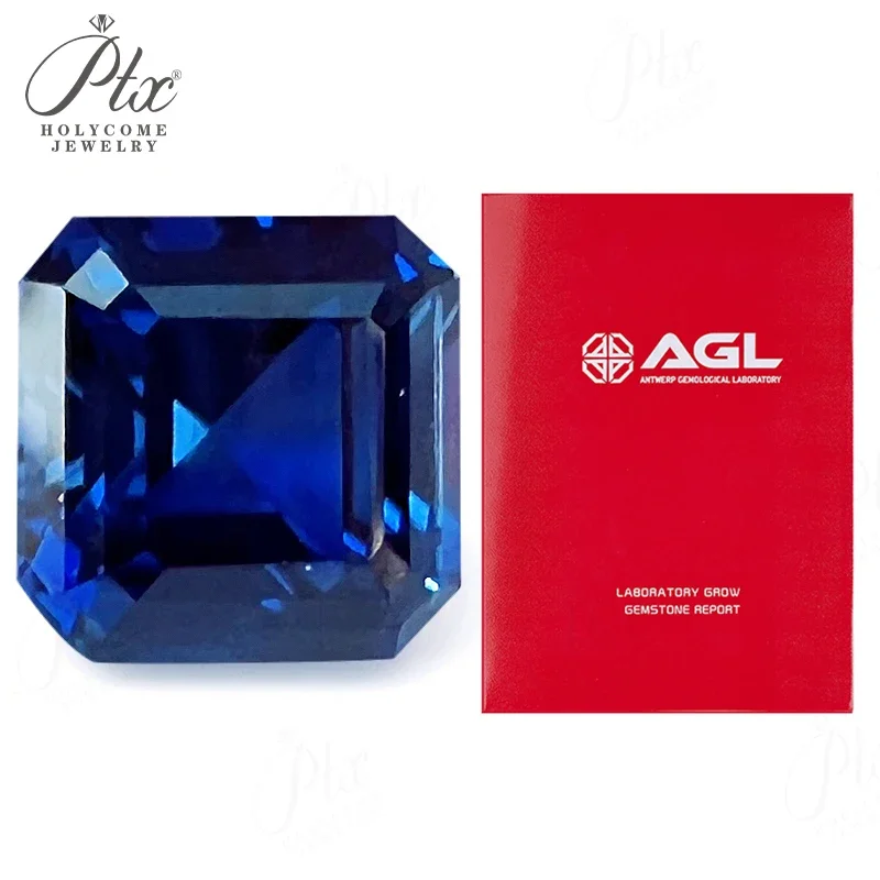 Laborgezüchtete Edelsteine Saphir Asscher-Schliff Brillantschliff Besteht Diamanttester Prüfung Wählbares AGL-Zertifikat Perlen Schmuckherstellung – Detail 1