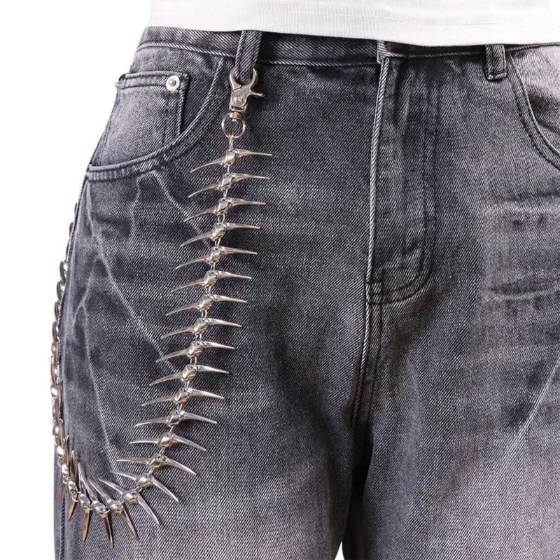 Punk Style Bone Spine Spiked Belt Chain For Jeans And Pants Durable Jeans Chain Fashionable Style