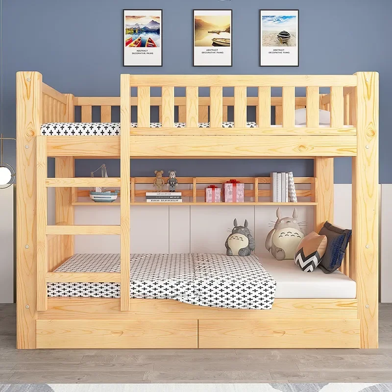 Children's Bed Mother and Child Bed Up and Down Solid Wood Bunk Two-layer High and Low,Two-drawer for Bedrooms New