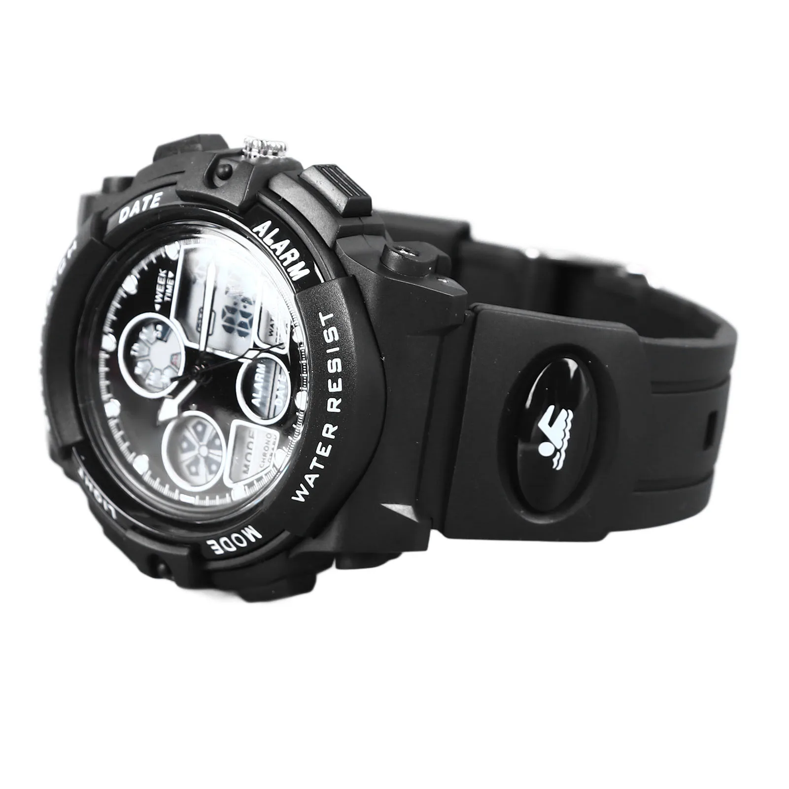 ساعة إلكترونية رقمية للأطفال بطول 50 مترًا مقاومة للماء وشاشة مزدوجة للأطفال رياضية خارجية وخفيفة الوزن ومتينة #4