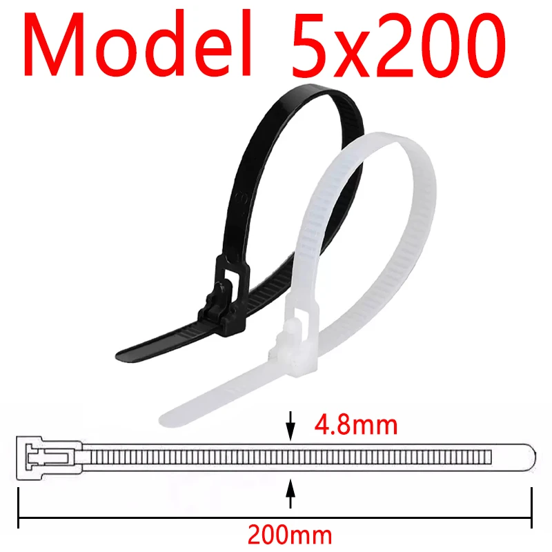 30PCS herausnehmbares Nylonbindungsband weiß 5mm 8mm wiederverwendbarer Kunststoff selbsthemmender Bindungsband einziehbares Reißverschluss Bindungsband festes Bindungsband schwarz 5,200 8,300 8,400