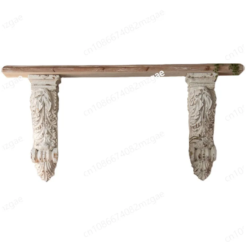 

French retro shelves, solid wood carving flower ledges B & B bedroom wall baffle