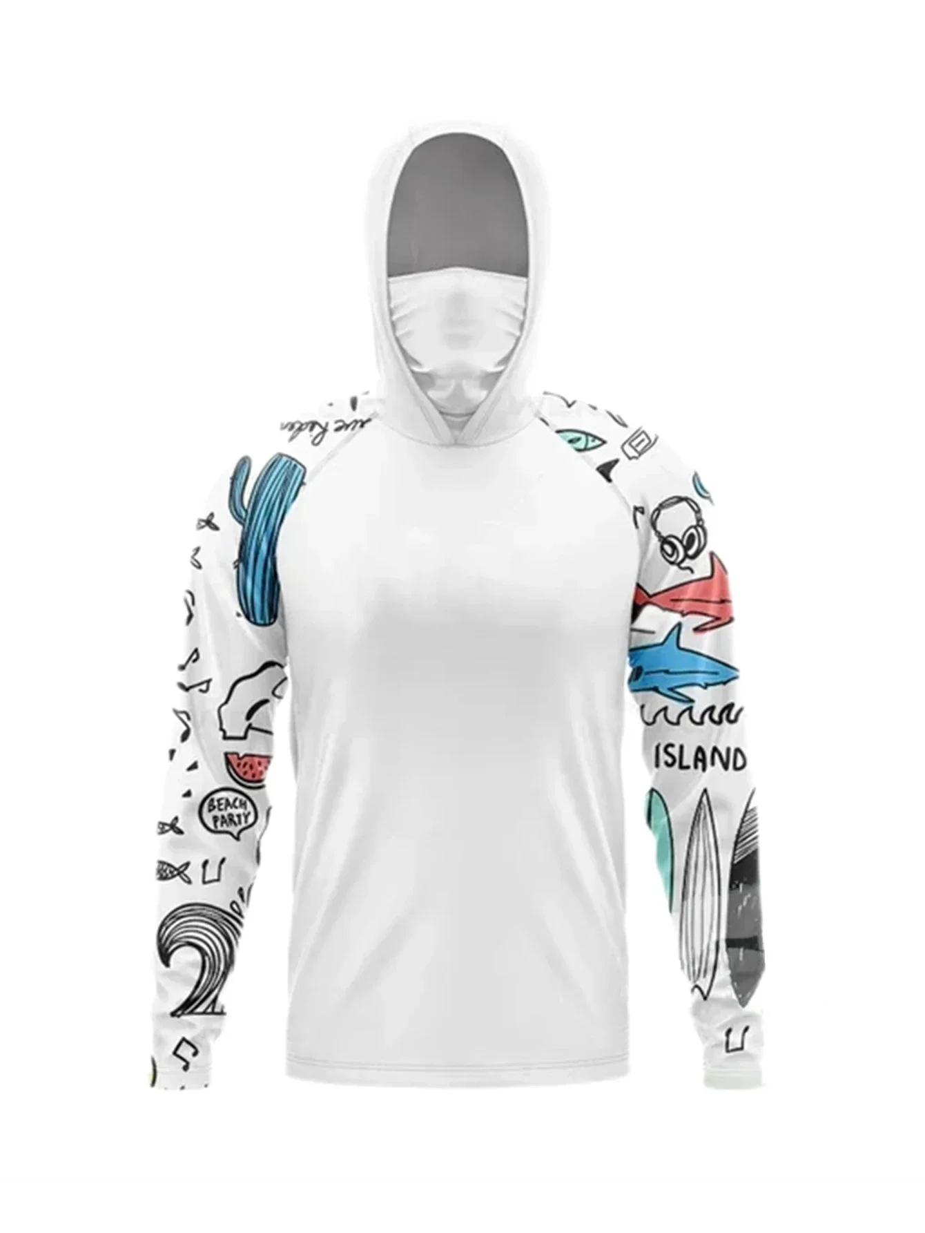 Neue Angelhemden mit Kapuze für Damen und Herren, mit Gesichtsschutz, Nackenschutz, Sonnenschutz, Langarm-Hoodies – Detail 2