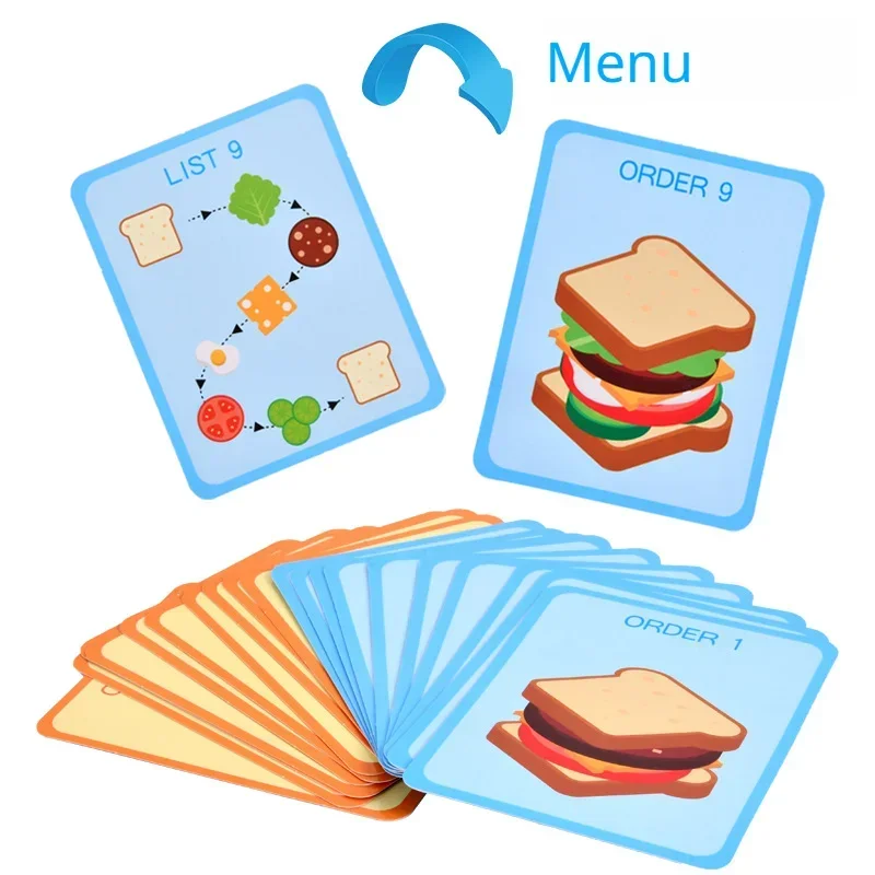 Simulation en bois Hamburger enfants jouets Montessori apprentissage éducatif couleur forme correspondant jeu de société jouets pour 3-6 ans