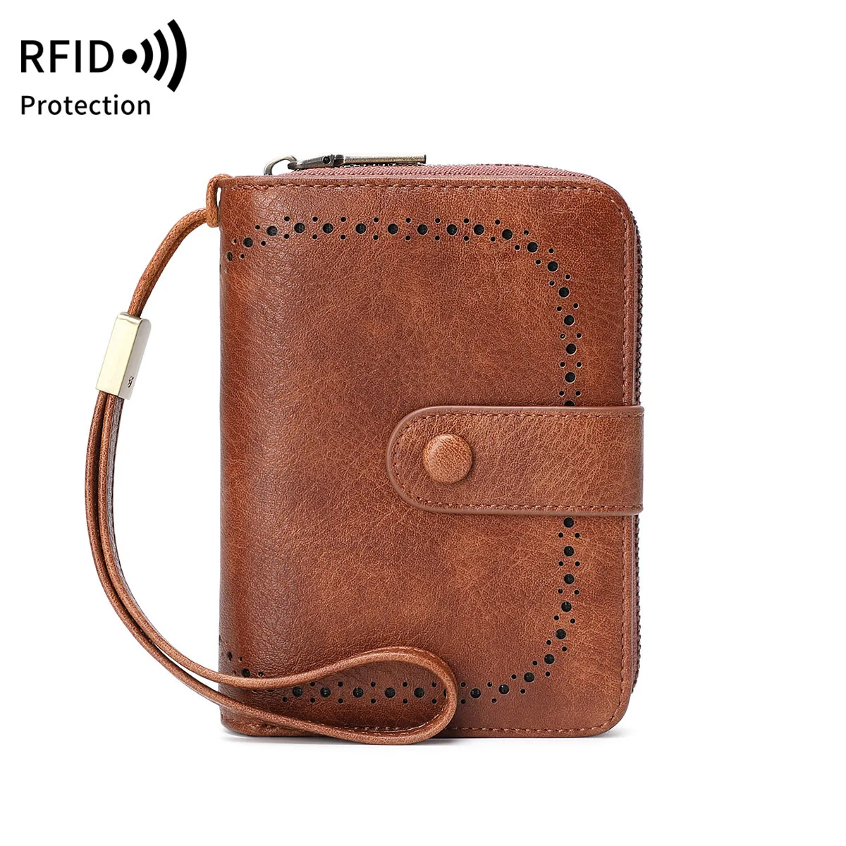 

RFID-кисть для защиты от кражи, женский кошелек, масляный воск, кожаная сумка для карт, европейский и американский многофункциональный кошелек в стиле ретро