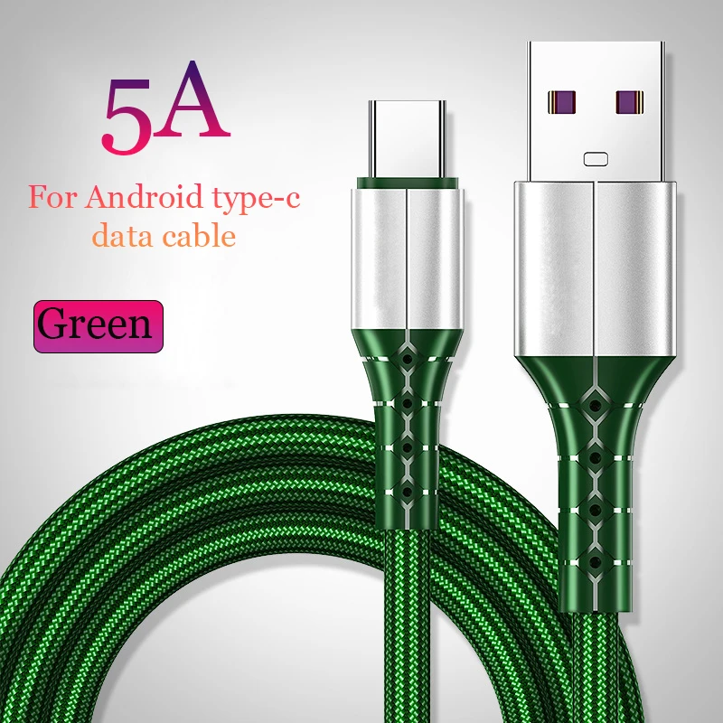 100PCS 5A nylon braided Micro USB type C Super fast charging  phone charging  data cable For Samsung S21 Xiaomi Mobile Phone