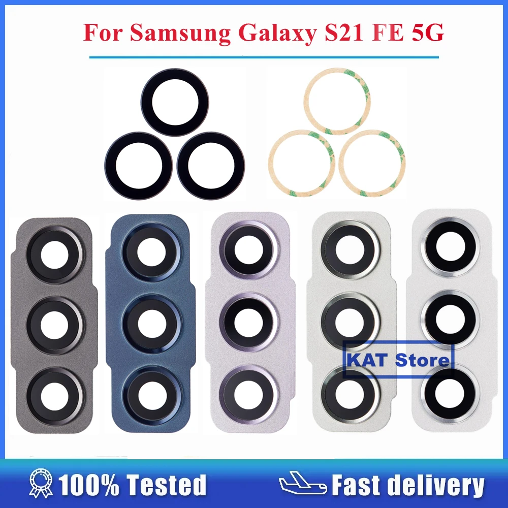 For Samsung Galaxy S21 FE 5G SM-G990B SM-G9900 SM-G990U Back Camera Ring Frame Bezel Cover Glass Lens Spare Part Replacement