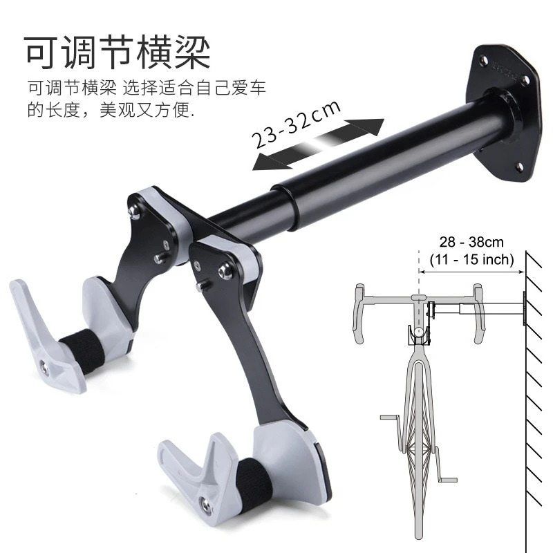 CX10 Adjustable Wall Mounted Bike Hook Rack for Road, Mountain, and Balance Bicycle Storage, Space Saving Garage Organizer