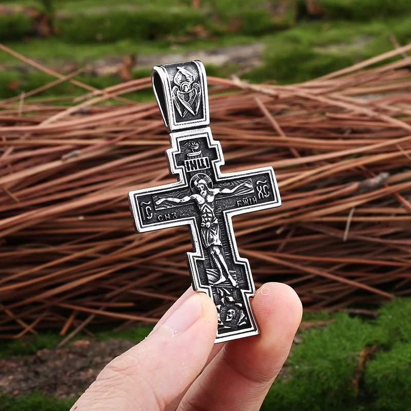 2023 New 316L Stainless Steel Jesus Cross Pendant Necklace For Man Biker Lucky Jewelry Freeshipping