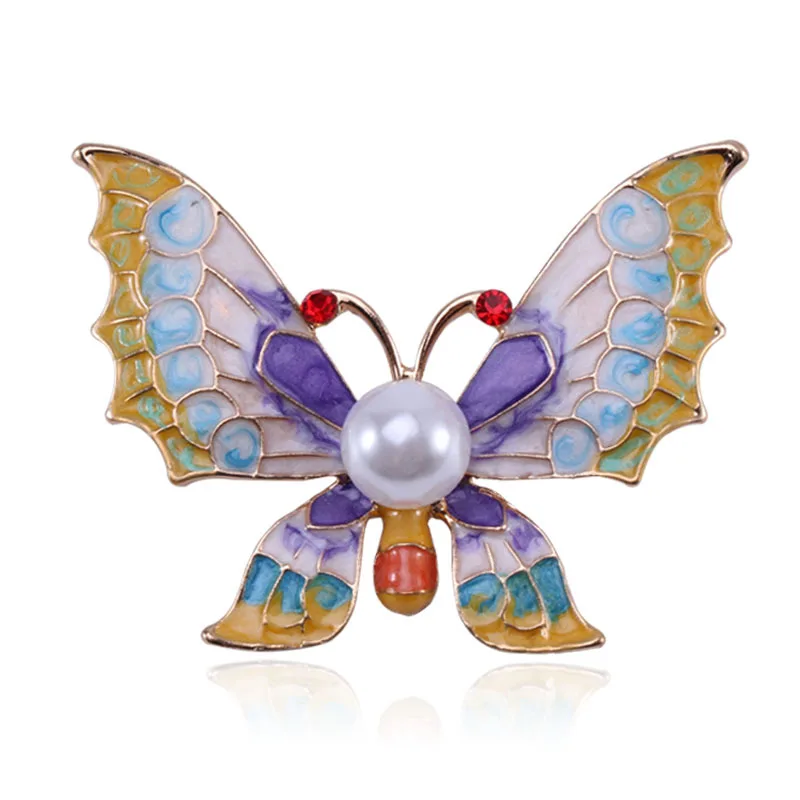 

Fashion Creative Colorful Butterfly Pearl Brooch Multi-color Can Be Selected For Women's Clothing Accessories