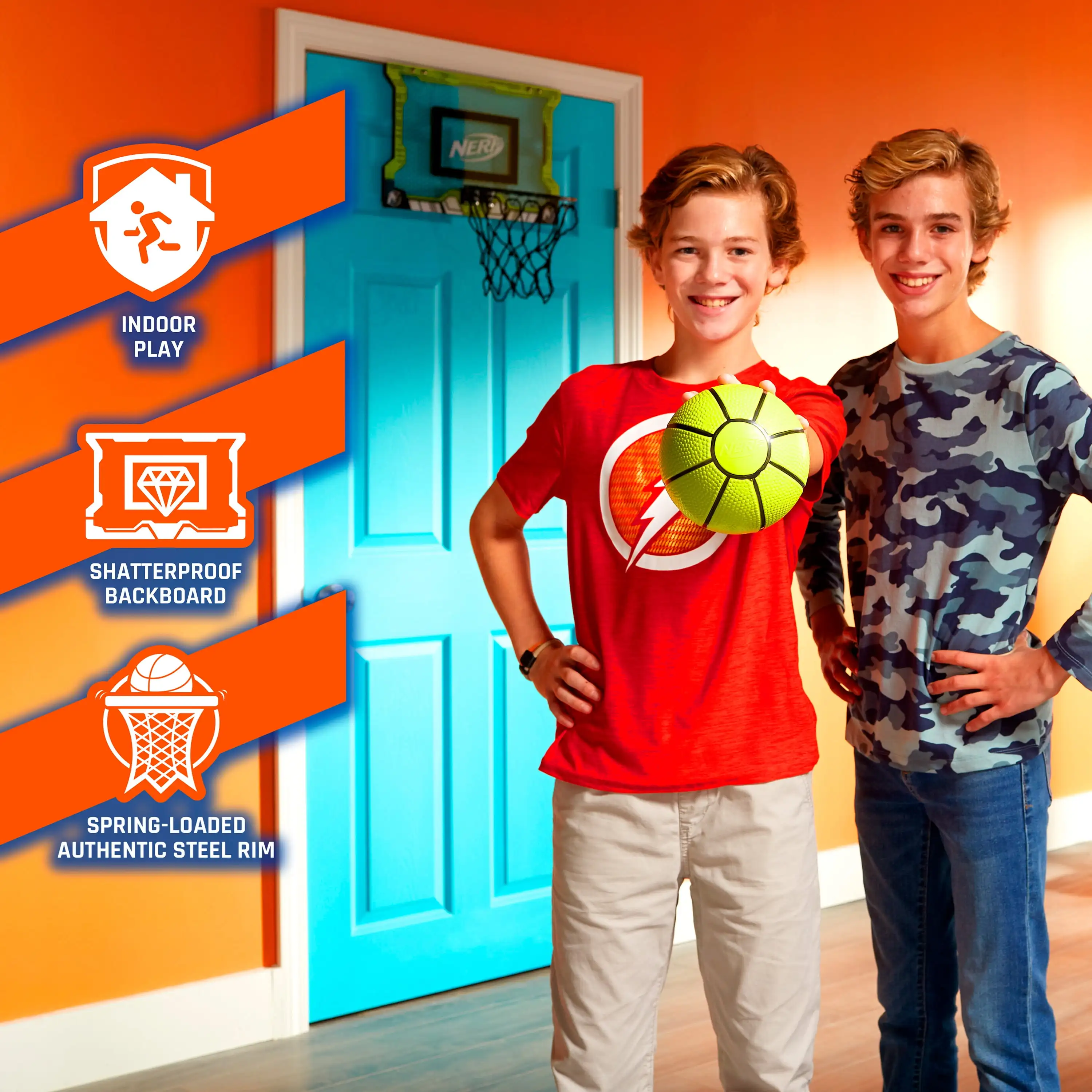 Basketball Set - Includes Mini Basketball - Steel Rim for Dunking - Over The Door