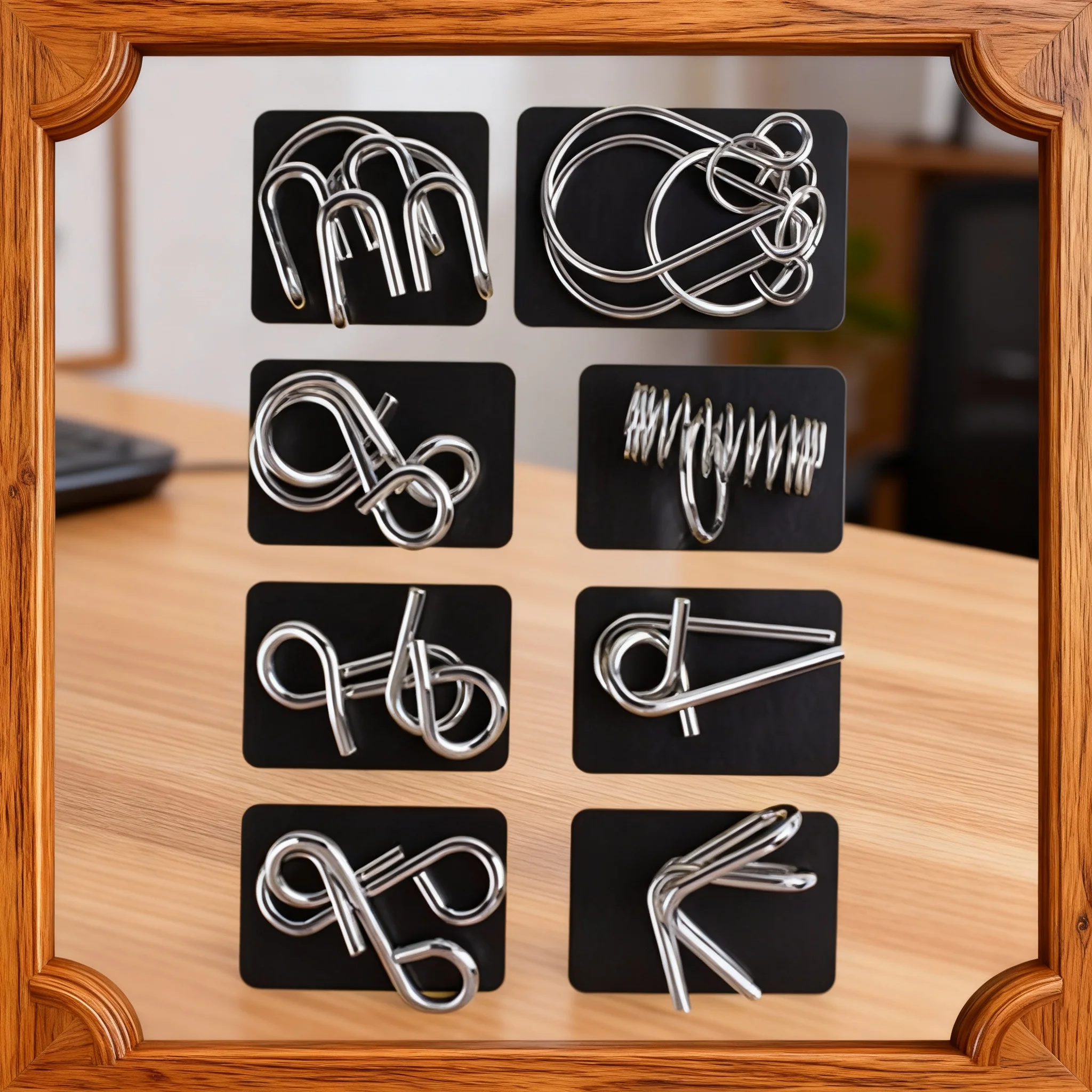8Pcs/Set Metal Montessori Puzzle Wire IQ Mind Brain Teaser Puzzles Adults Interactive Game Reliever Educational Toys Gift