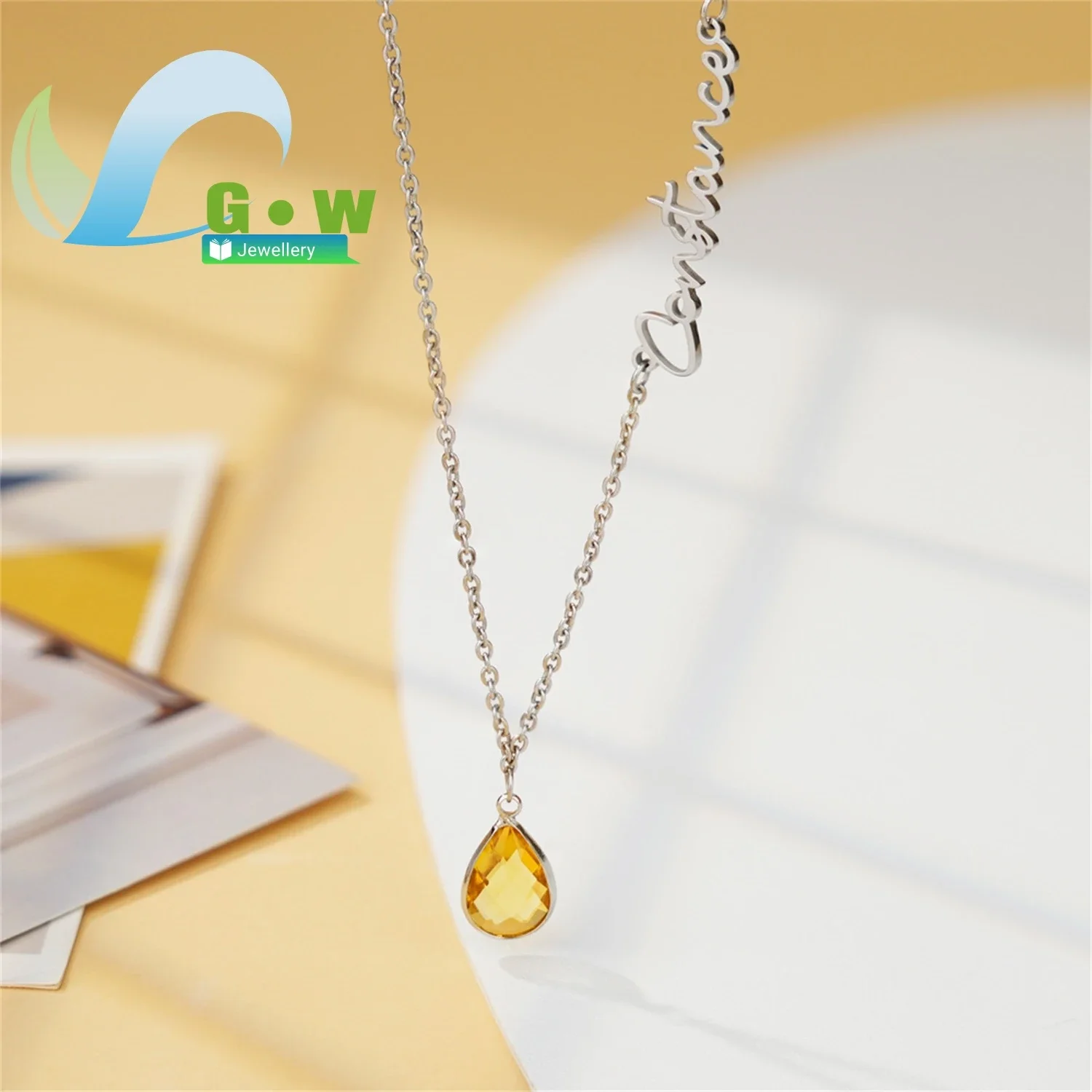 Stainless Steel Name Necklace for Women Premium Birthstone Letter Jewelry Personalized Gift Accessories Factory Direct