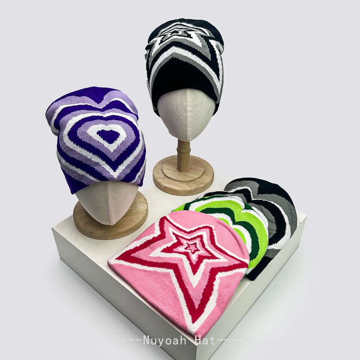 New Men Women Jacquard Five Pointed Star Love Knitted Hats Color Block Warm Hip Hop Fashion European Style Beanies Versatile ins