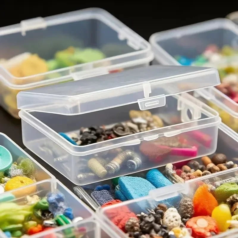 Transparent Plastic Mini Jewelry Box,Rectangle Small Storage Container for Earrings Rings Beads,Organizer Case for Little Things