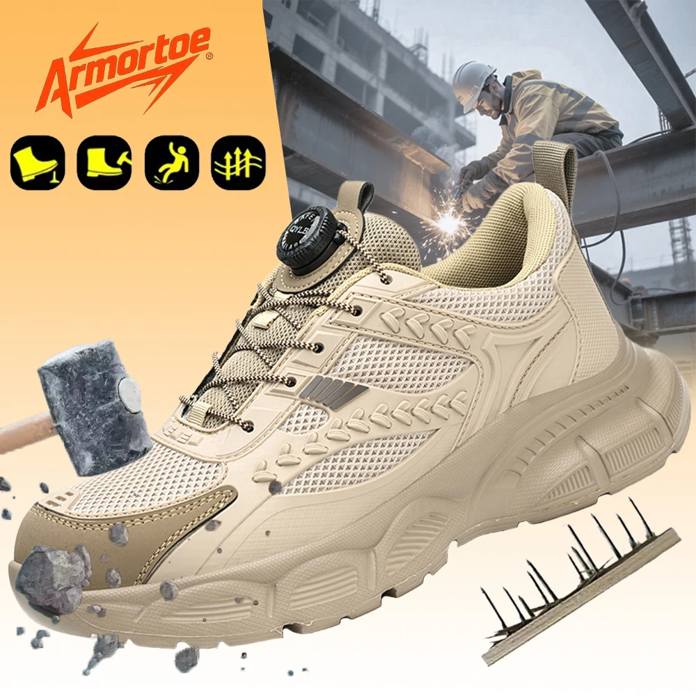 

ArmorToe Breathable Steel Toe Work Shoes PunctureProof Lightweight Non-Slip All-Season Construction Safety Protective #Armor3071