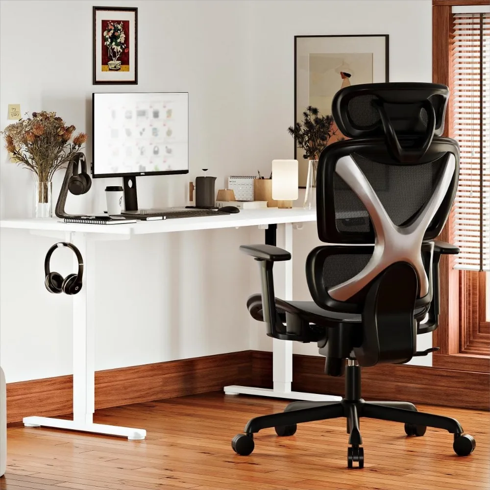 

Office Chair with Lumbar Support, Big and Tall Mesh Chairs with Adjustable 3D Arms, Headrest & Soft Seat, Office Chair