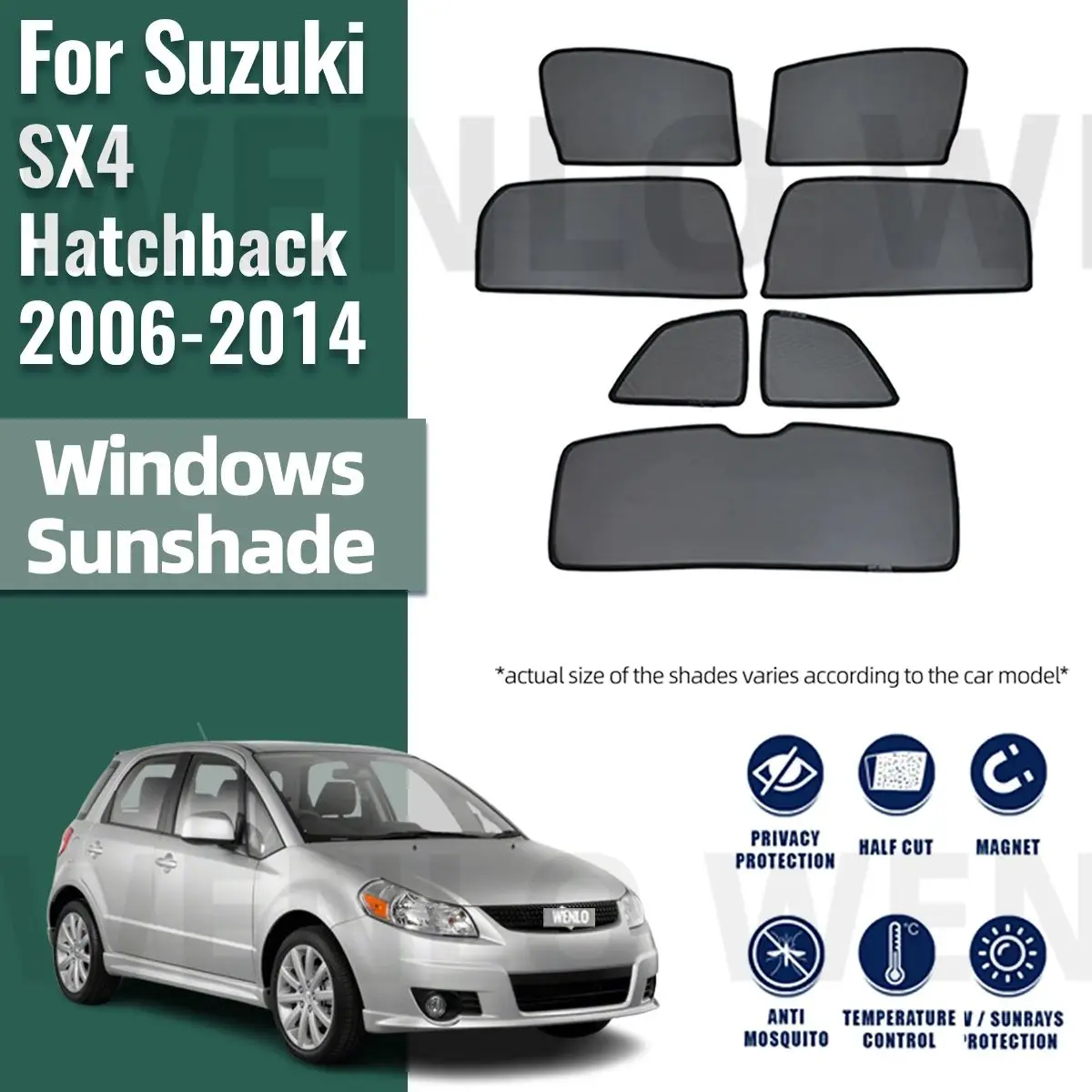 

For Suzuki SX4 Hatchback 2006-2014 Car Sunshade Shield Magnetic Front Windshield Frame Curtain Rear Side Window Sun Shades Visor