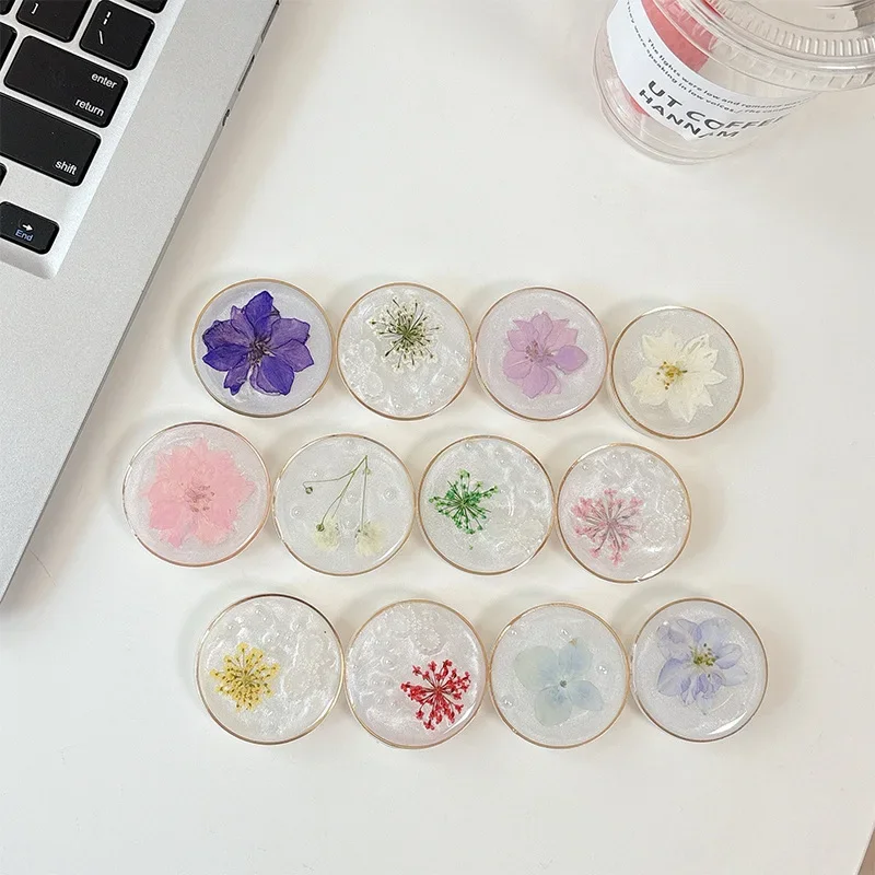 BOHO ดอกไม้แห้ง Glitter ผู้ถือ Universal Smart Tok Lazy Bracket สําหรับ iPhone Samsung พับ Griptok ขาตั้งซ็อกเก็ต