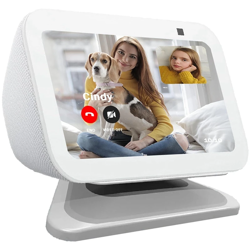 Adjustable Stand For Echo Show 5 Parts (3Rd Gen), Smart Display Magnetic Stand Mount, With 360 Degree Anti-Slip Base - White