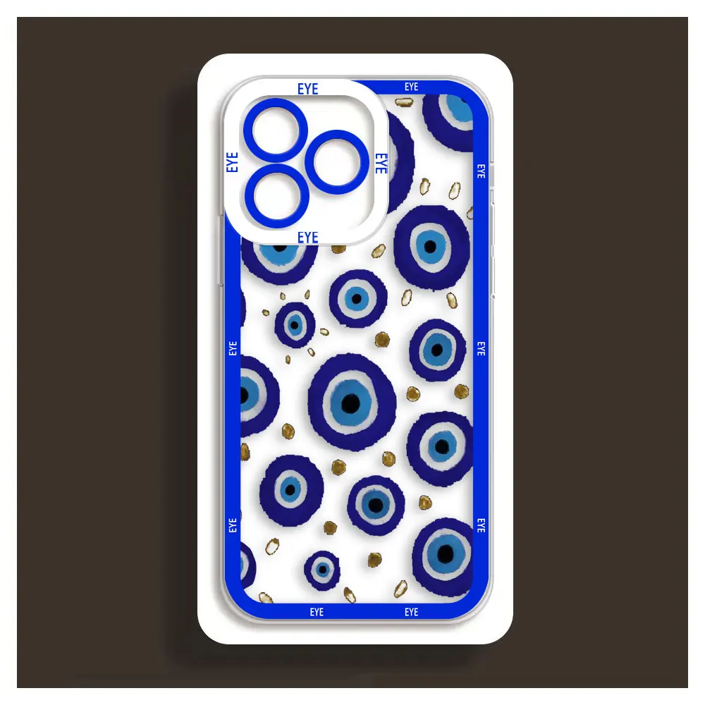 Fashion Lucky Eye Blue Evil Eye Print Clear Phone Case For Xiaomi Redmi Note 13 12 12S 11 11T 11S 10 9 10S 9S 9T 8 Max Plus Case