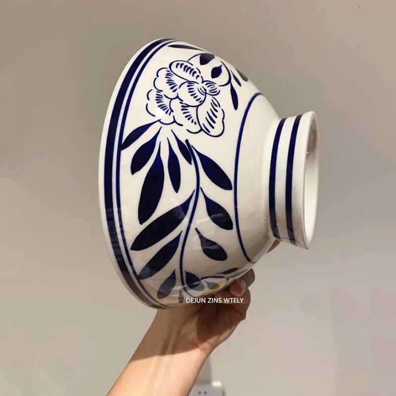 

1 шт., керамические салатники с ручной росписью в стиле ретро, домашние миски для лапши большой емкости, керамические столовые приборы, магазины лапши, коммерческие миски для рамэна