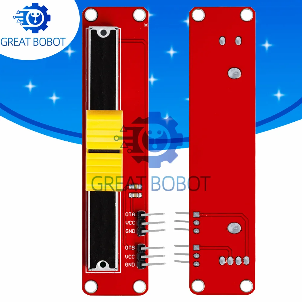 1PCS for Arduino/AVR-Friendly 10K Linear Slide Potentiometer: Dual Output Electronic Control Module