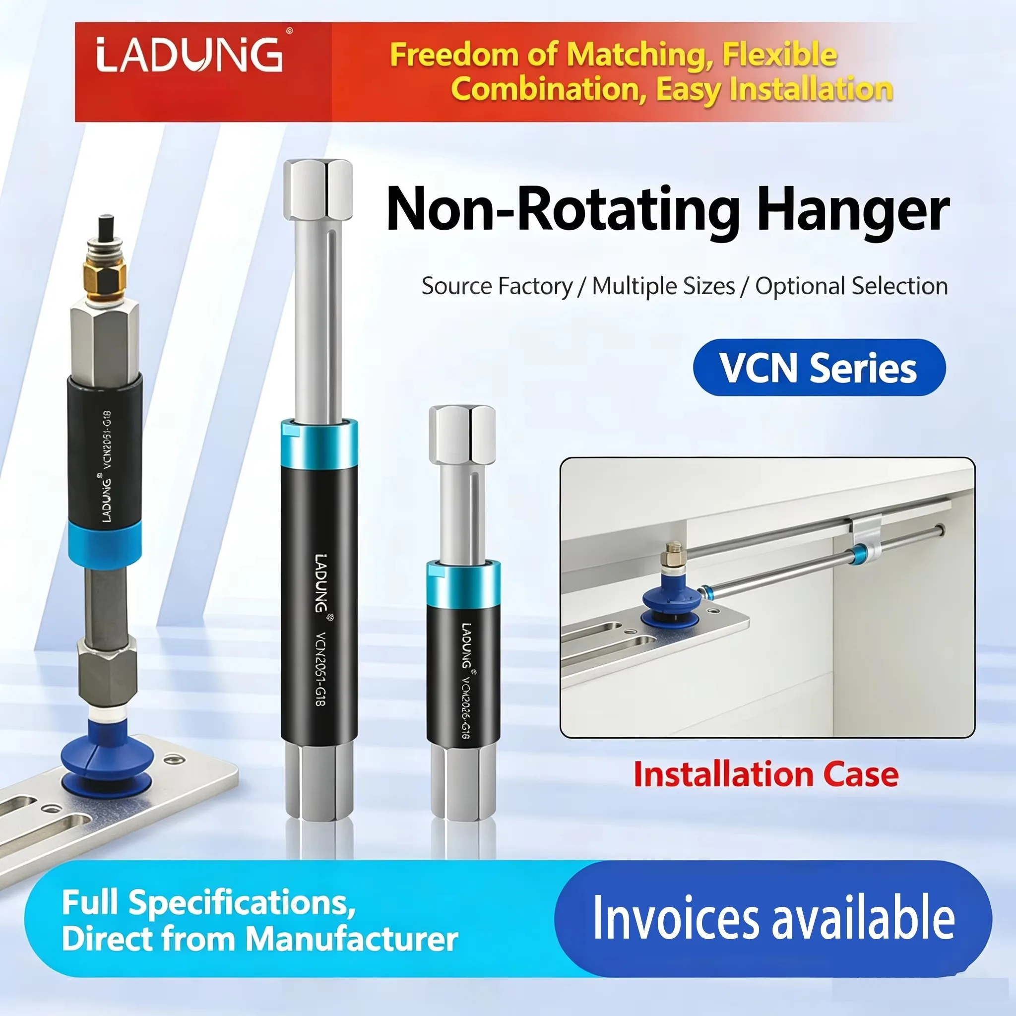LADUNG Mechanical Arm VFN Pneumatic Hardware Vacuum Suction Tool Non Rotatable Buffer Suspension VCN2026-G18/M5 Manufacturer