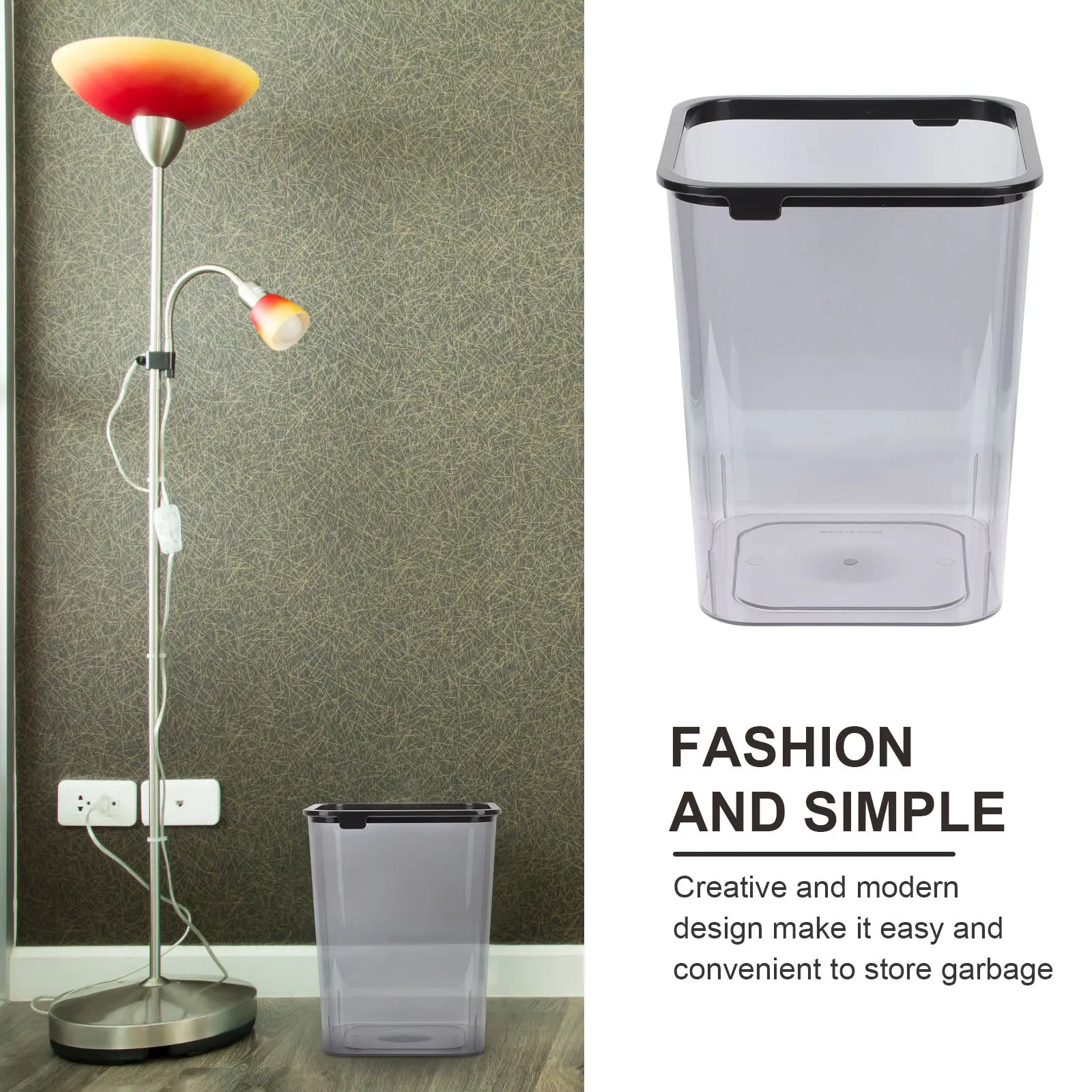 

Transparent Storage Bucket Thickened Base Plastic Square Trash Can For Bathroom Bedroom Office Clear Waste Bin