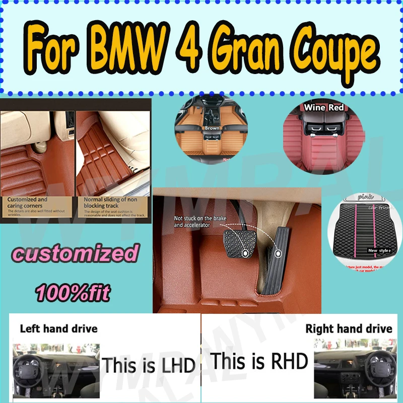 

LUXURY Custom Car Floor Mats For BMW 4 Gran Coupe F36 G26 2014-2023 4Doors Auto Carpets Foot Coche Accessorie