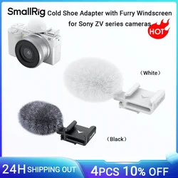 SmallRig ZV-E1 Cold Shoe Adapter with Furry Windscreen, White/Black for Sony ZV series cameras for Sony ZV-E1/ZV-1 II/ZV-1/ZV-1F