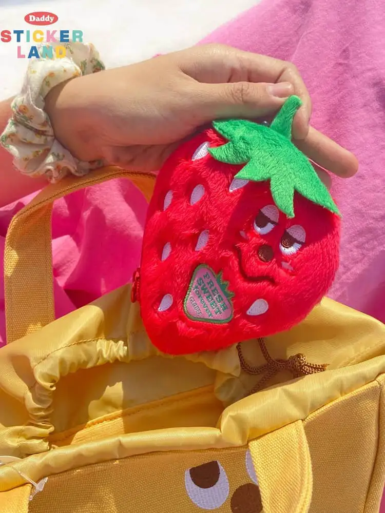 กระเป๋าใส่หูฟัง Gladee Plu Banana แบบมีสายคล้องคอ กระเป๋าใส่บัตร กระเป๋าใส่เหรียญ สไตล์เกาหลี ผ้าโพลีเอสเตอร์ ซิป