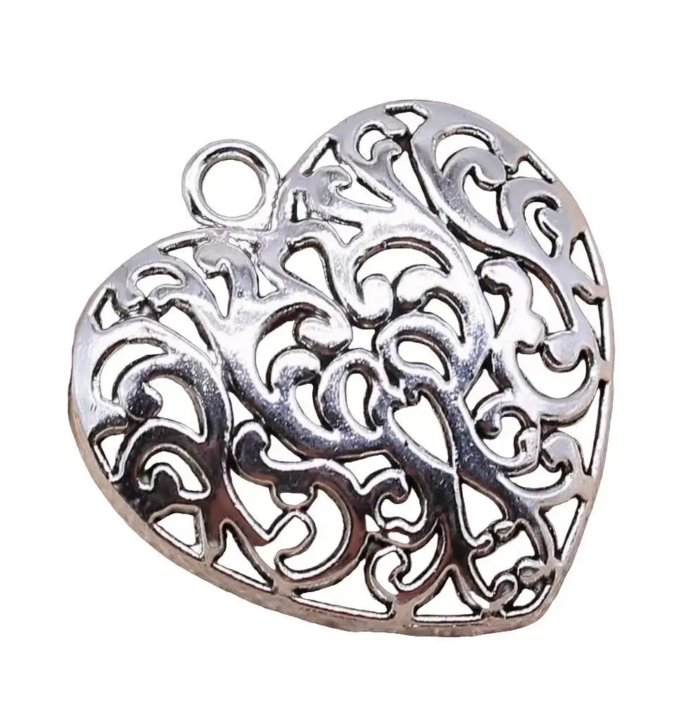 

10pcs 35x35mm Tibetan silver color hollow heart shaped pendants for DIY findings HW2945