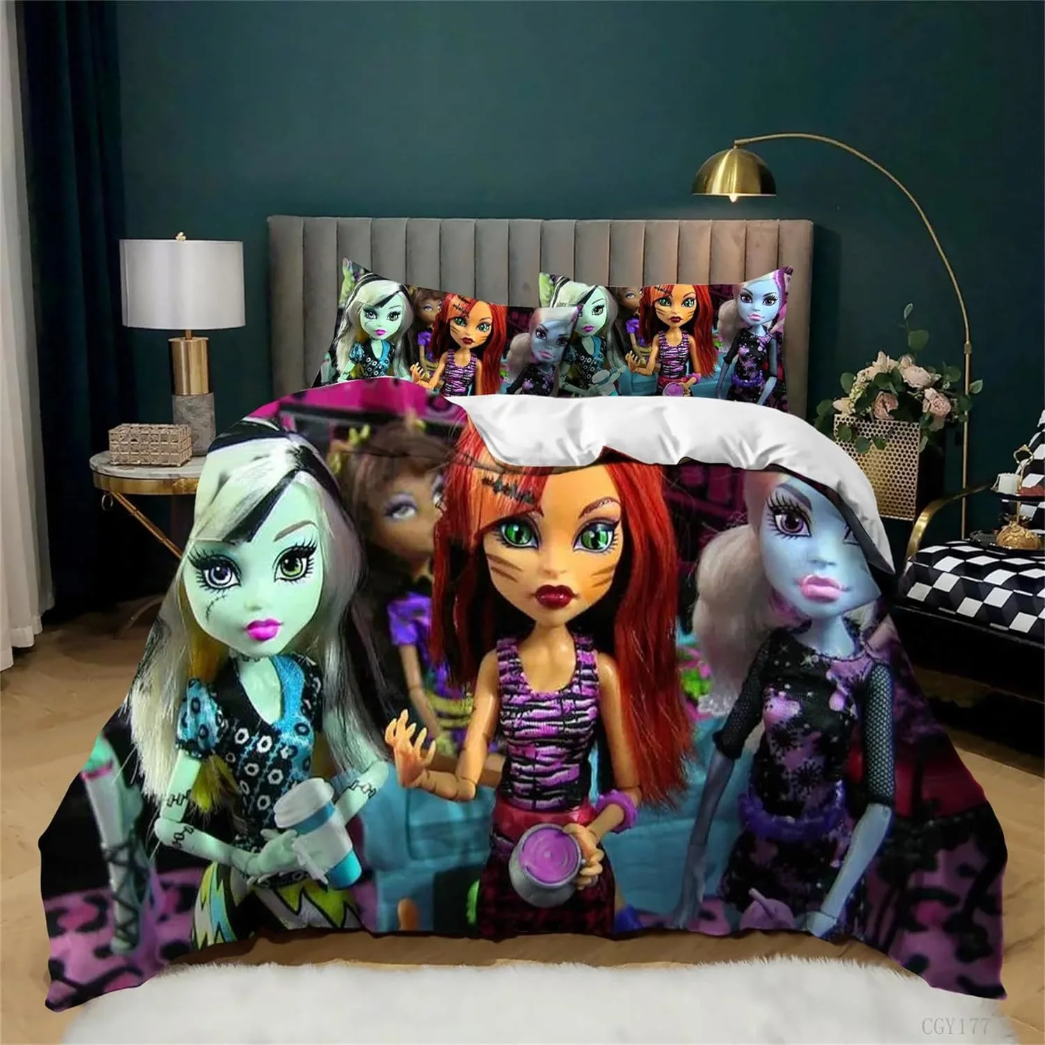 

Disney Monster High Bedding Set Cartoon Disgust Bedding 2/3pcs Sets Duvet Cover Anime Bedroom Bedclothes Pillowcases