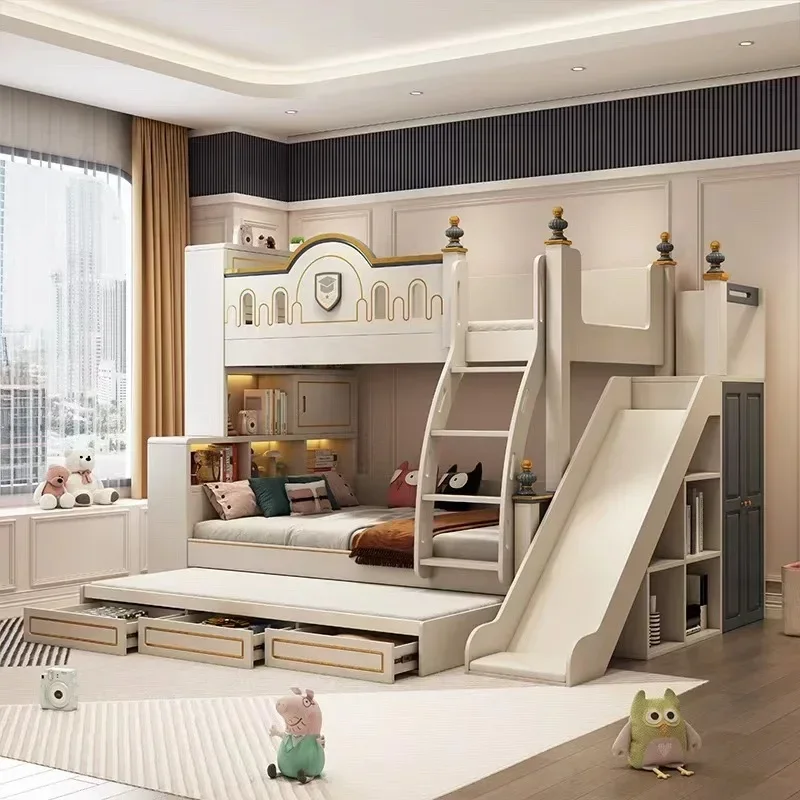 Noble children get on and off lathes, double-decker sliding beds for men and women, high and low beds, mother and child beds, an