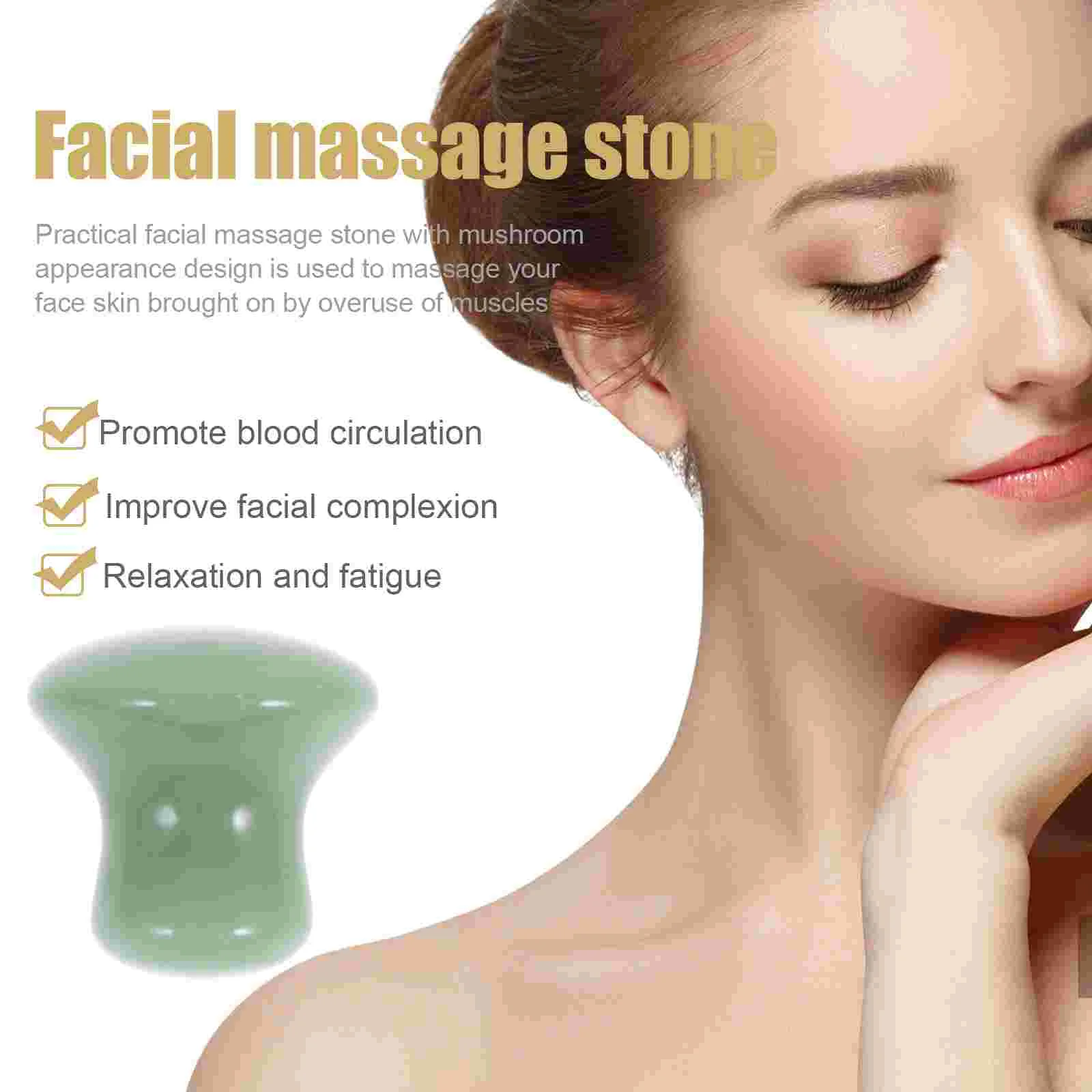 Massage Stone Puffiness Facial Skin Massager Care Tools Mushroom Guasha Jade Scraper Travel