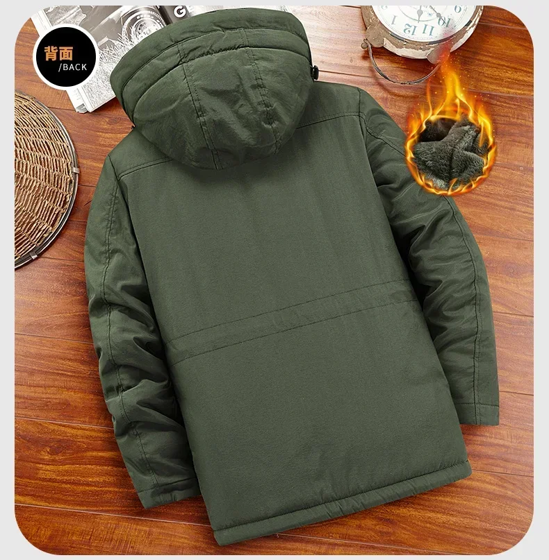 Parka militar con capucha para hombre, abrigos gruesos, rompevientos cálido informal, chaquetas militares de invierno, ropa de abrigo de moda