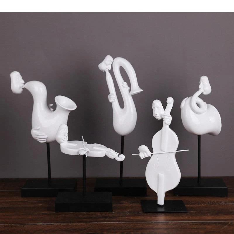 Violin Saxophone Cello Musicians Band Statue Character Ornaments Desk Decoration Figures Sculpture Modern Home Decor