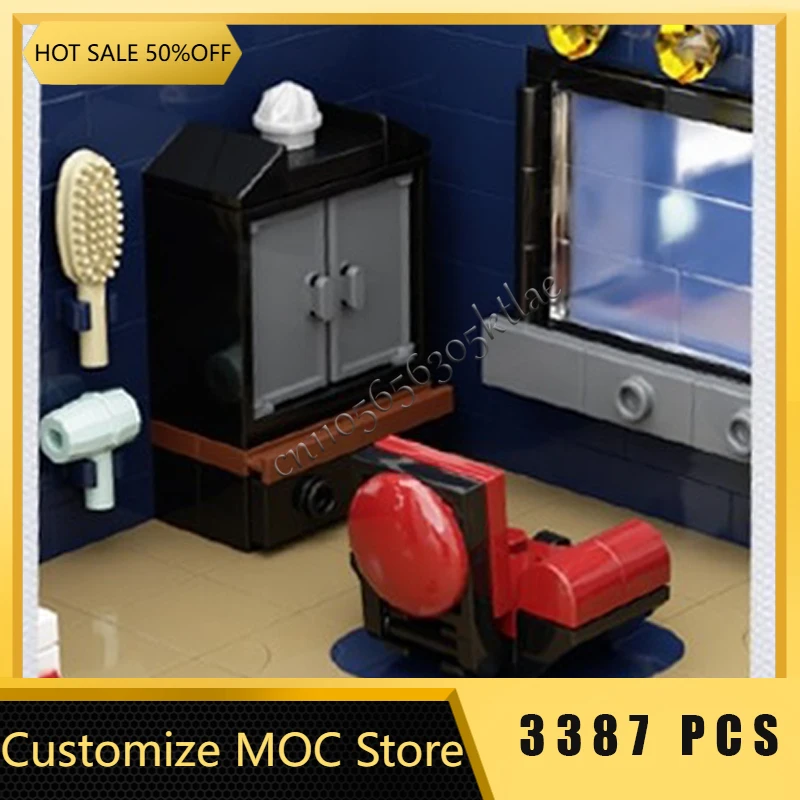 3387 قطعة MOC الإبداعية مدينة عرض الشارع وحدات صالون الحلاقة نموذج العمارة اللبنات لتقوم بها بنفسك الاطفال تجميع الطوب اللعب الهدايا