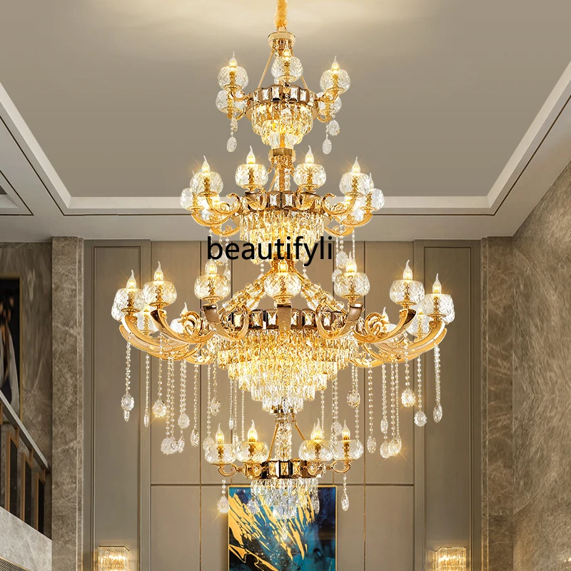 HJ Chandelier New Crystal Lamps for the Middle Building of the Living Room of the Villa