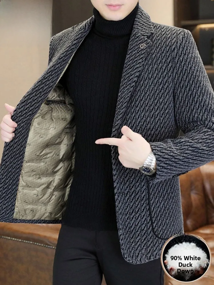 

Pierre Cardin Men's Winter Lightweight Fce Suit Jaet Busin Casual Thi Warm Woolen Suit Top Faion Urban Sle