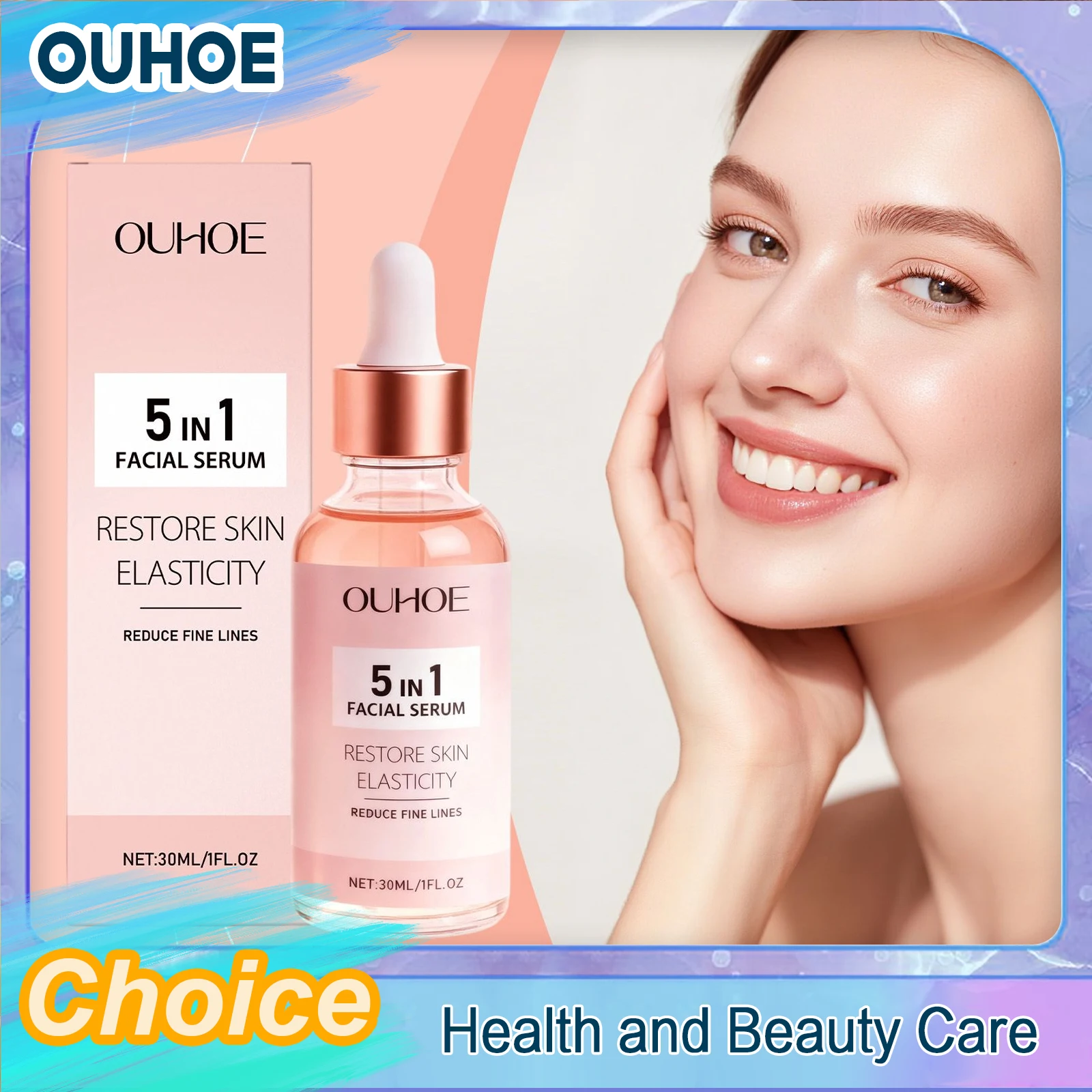 

5-in-1 Face Serum Fade Fine Lines Firming Moisturizing Lightening Facial Essence Shrinking Pores Smoothing Nourishing Skin Care